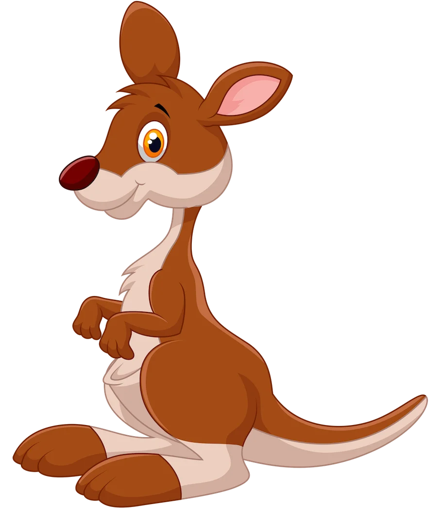 Adorable Brown Kangaroo Clipart: Charming Cartoon Marsupial Illustration