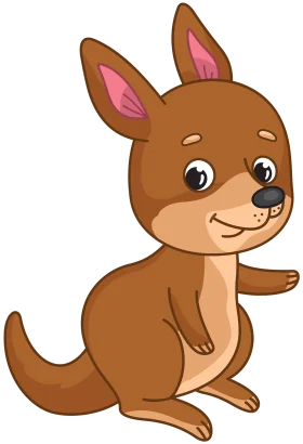 Adorable Brown Kangaroo Clipart: Cute Cartoon Marsupial Character Design