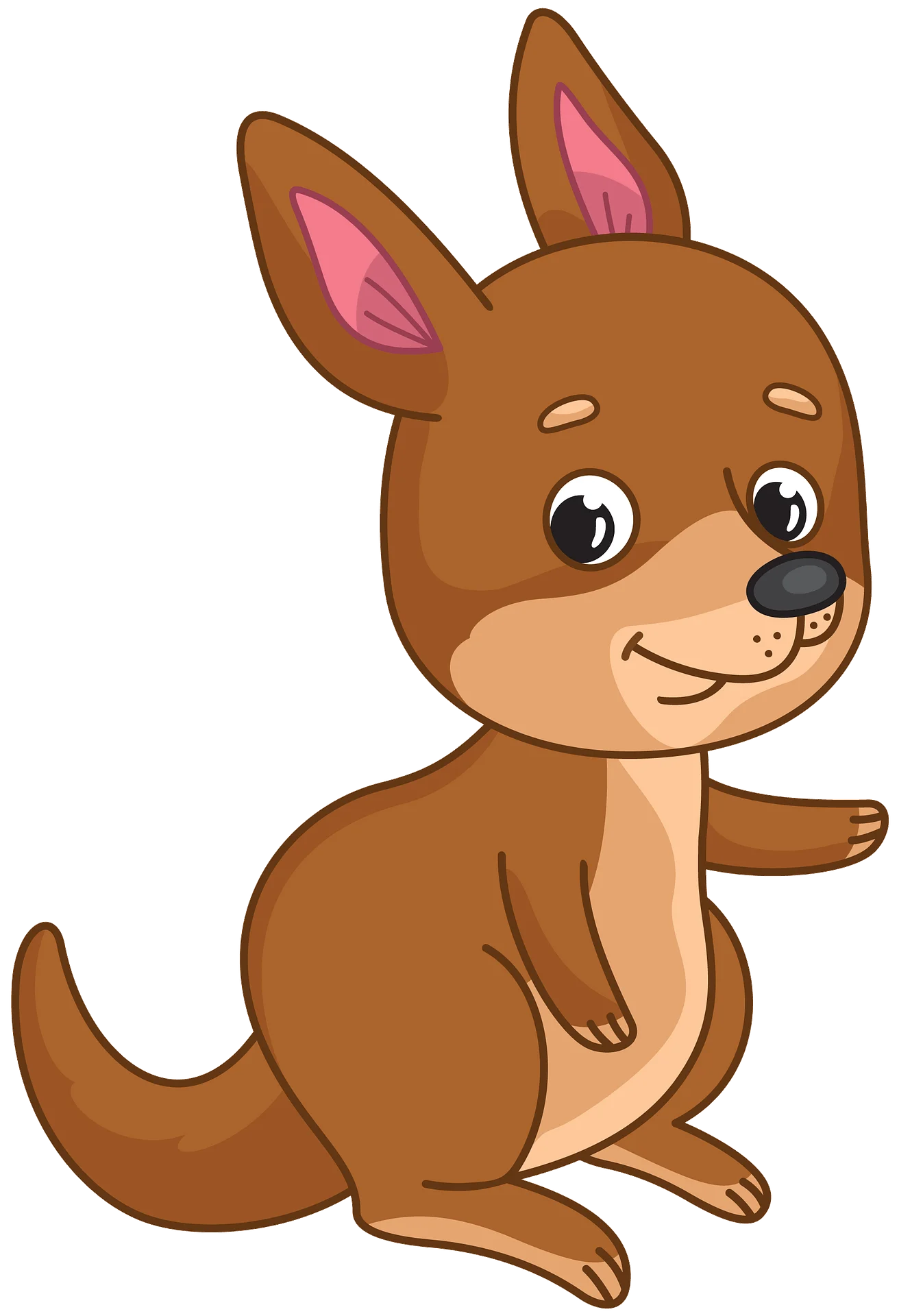 Adorable Brown Kangaroo Clipart: Cute Cartoon Marsupial Character Design