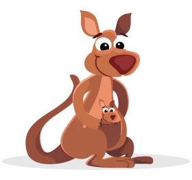 Adorable Cartoon Kangaroo Mother and Baby Marsupial Clipart Illustration