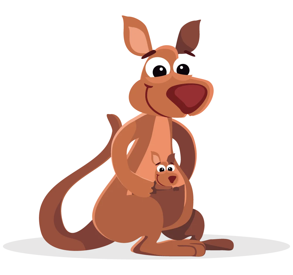 Adorable Cartoon Kangaroo Mother and Baby Marsupial Clipart Illustration