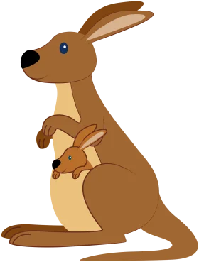 Adorable Mother and Baby Kangaroo Cartoon Clipart Illustration for Kids