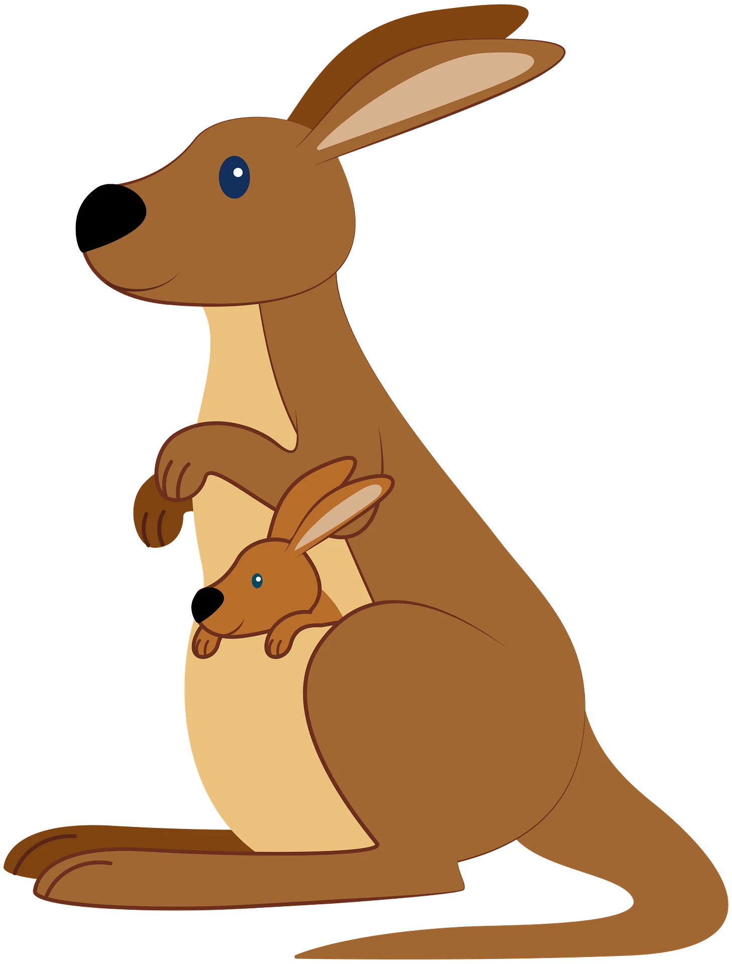 Adorable Mother and Baby Kangaroo Cartoon Clipart Illustration for Kids