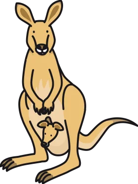 Adorable Mother Kangaroo with Joey Cartoon Kangaroo Clipart Illustration