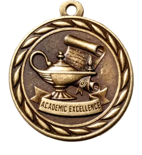 Antique Bronze Academic Excellence Achievement Medallion Clipart