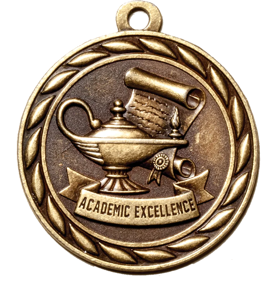 Antique Bronze Academic Excellence Achievement Medallion Clipart