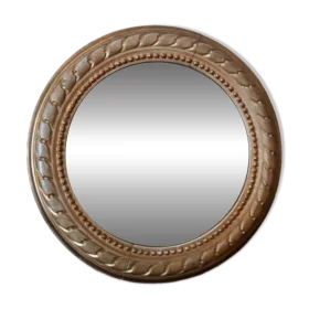 Antique Bronze Finish Round Mirror Clipart with Ornate Decorative Edge Design
