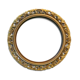 Antique Bronze Ornate Round Picture Frame Vintage Clipart Illustration