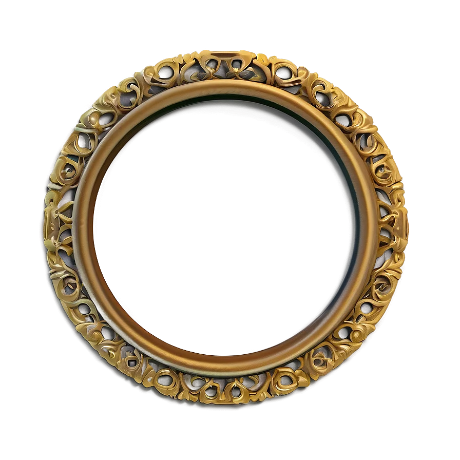 Antique Bronze Ornate Round Picture Frame Vintage Clipart Illustration