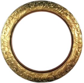 Antique Golden Ornate Circular Bronze Picture Frame Clipart with Intricate Scrollwork