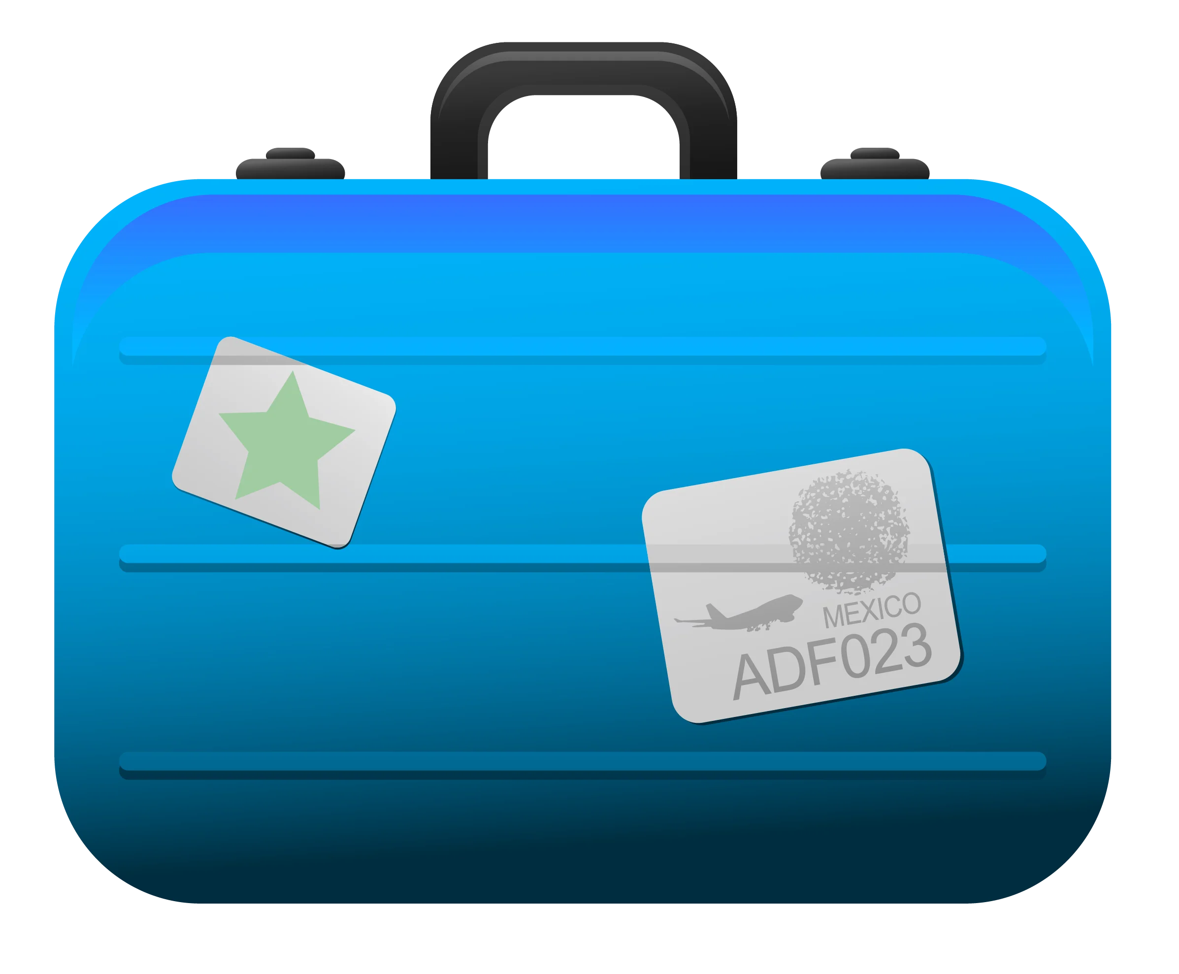 Blue Gradient Suitcase Clipart with Travel Identification Labels