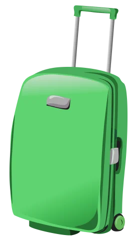 Bright Green Travel Companion Clipart: Modern Wheeled Suitcase Design