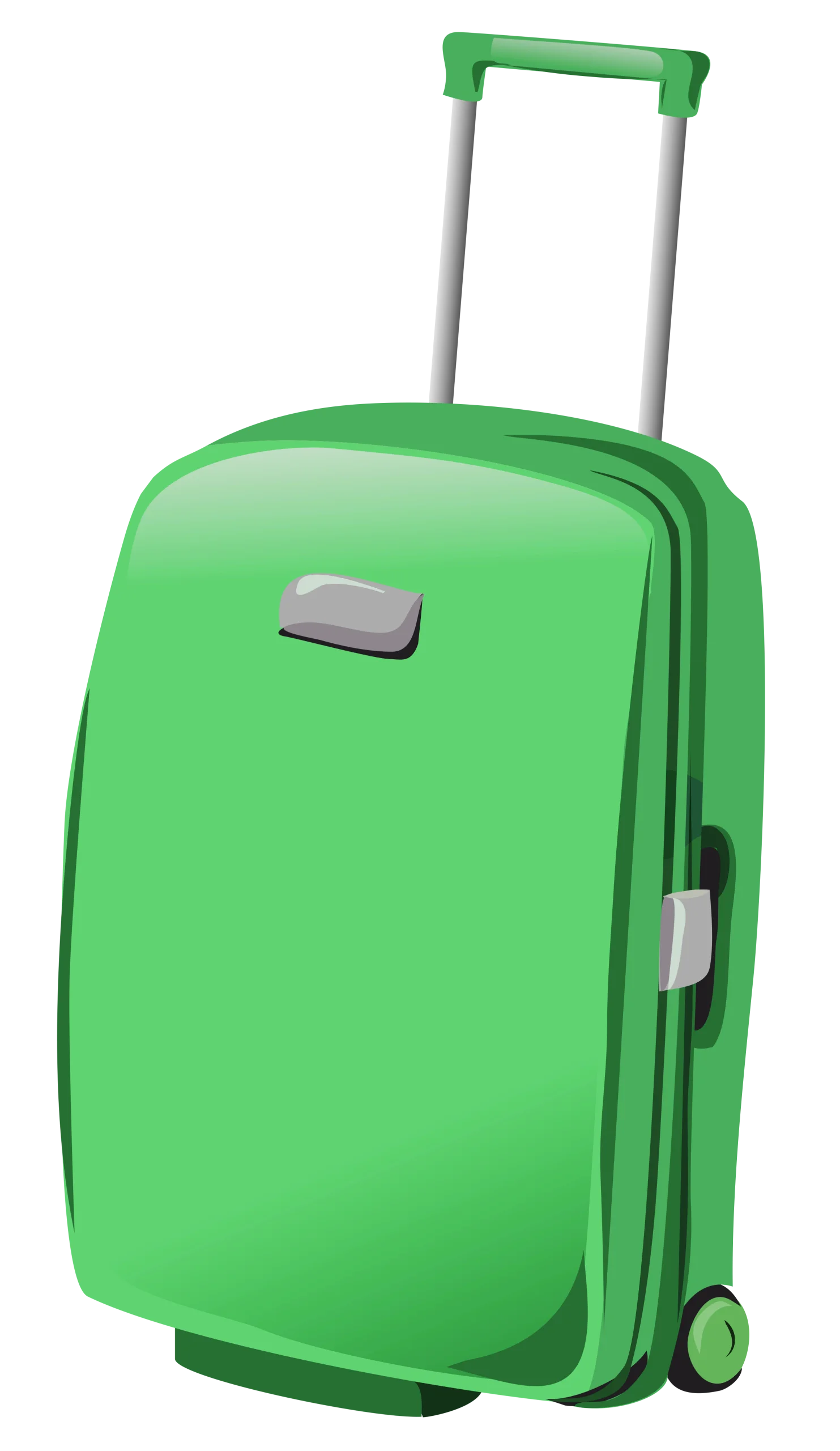 Bright Green Travel Companion Clipart: Modern Wheeled Suitcase Design