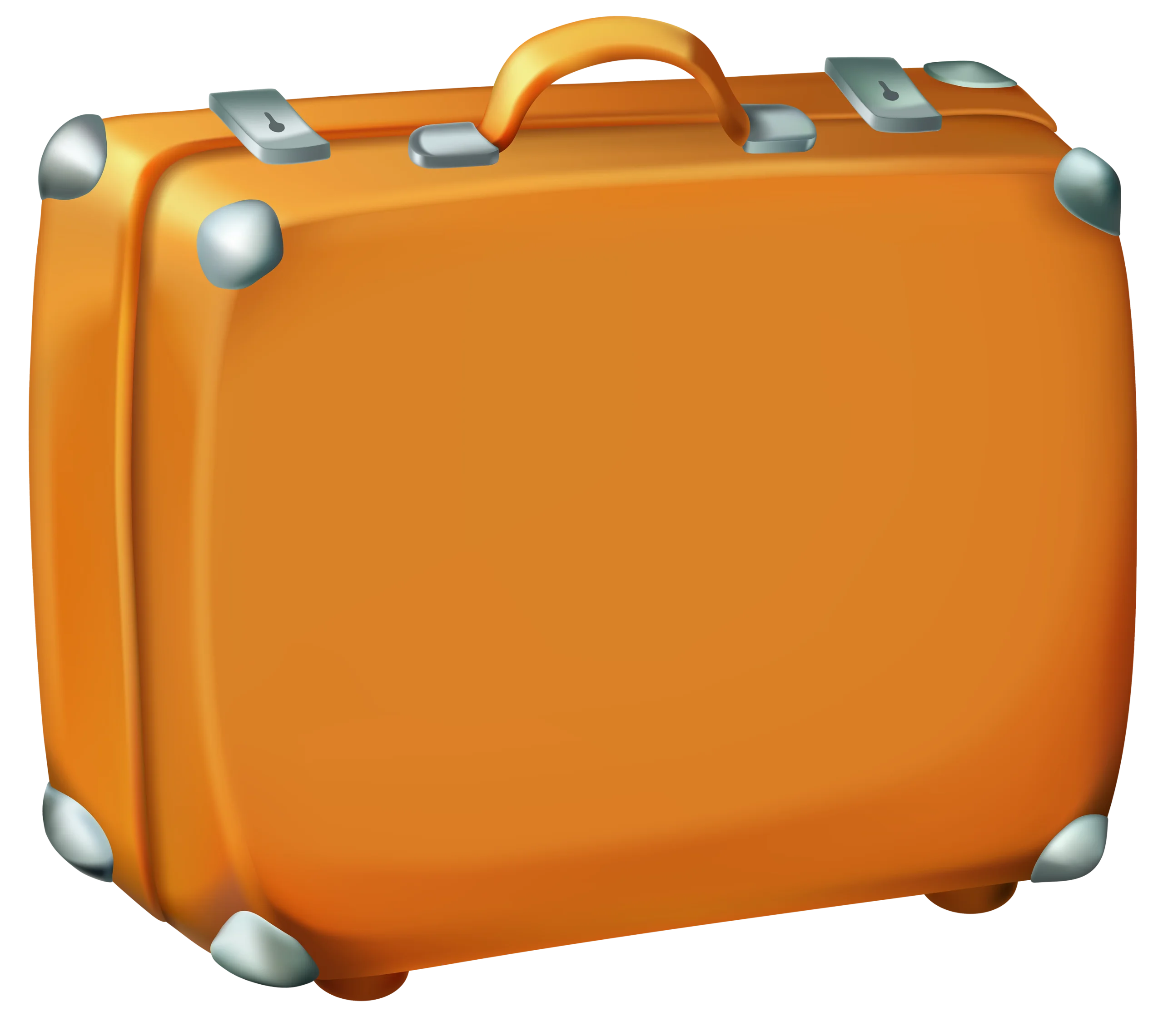 Bright Orange Travel Companion Clipart: Stylish Hardshell Suitcase Illustration