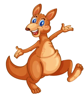Cheerful Cartoon Kangaroo Clipart: Playful Marsupial in Animated Style