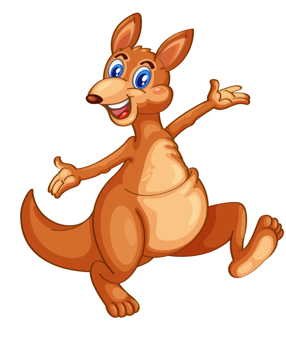 Cheerful Cartoon Kangaroo Clipart: Playful Marsupial in Animated Style