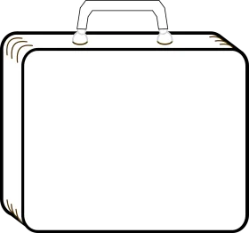 Classic Minimalist Rectangular Briefcase Suitcase Travel Clipart Illustration