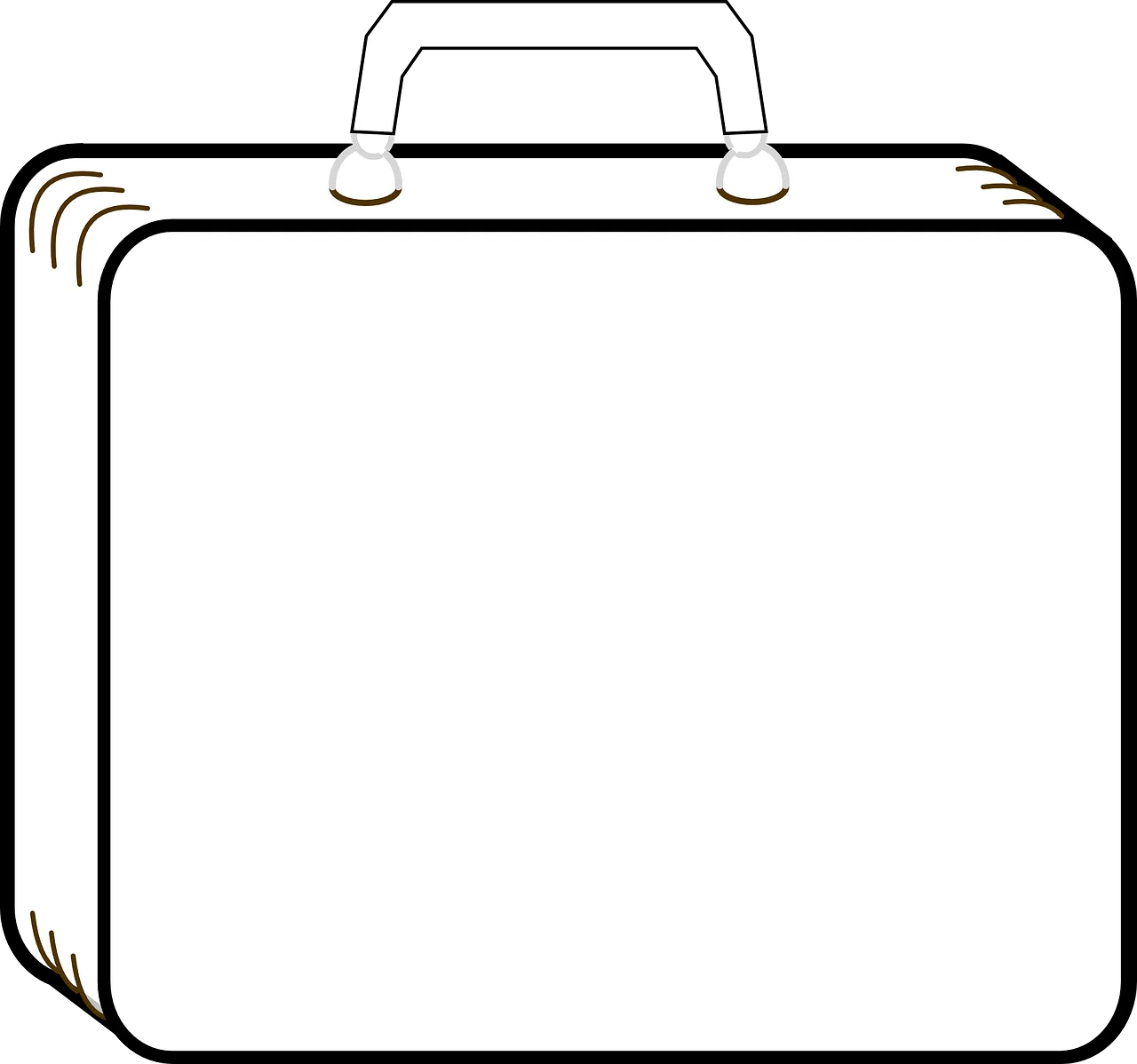 Classic Minimalist Rectangular Briefcase Suitcase Travel Clipart Illustration