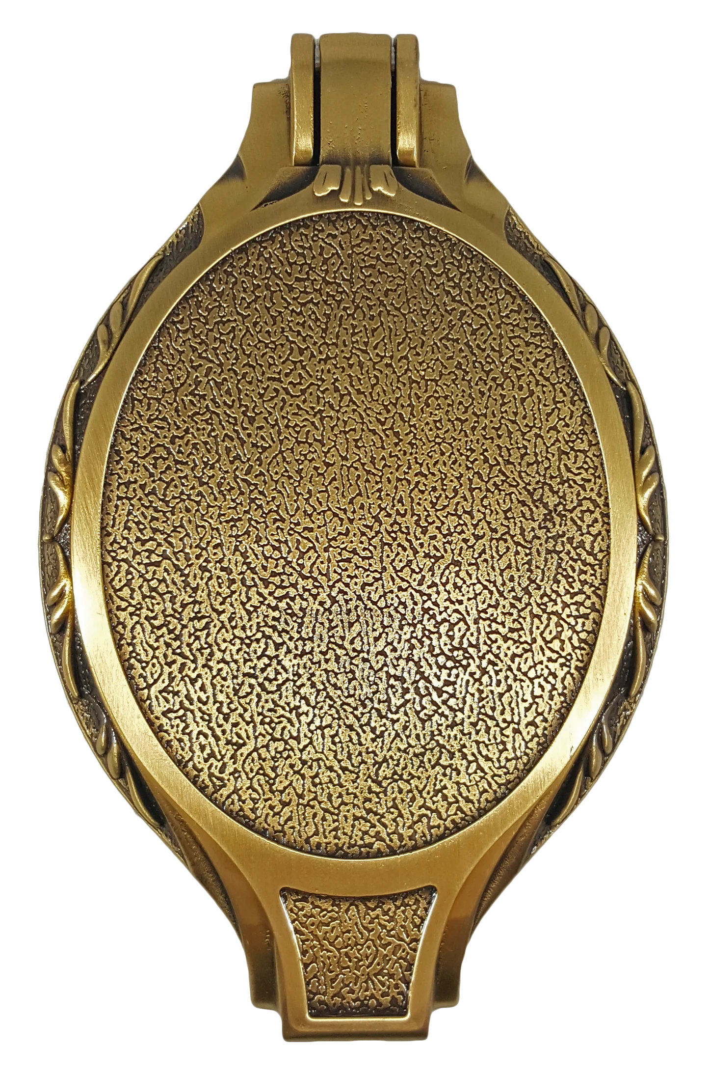 Elegant Antique Bronze Oval Medallion Clipart with Ornate Textured Surface