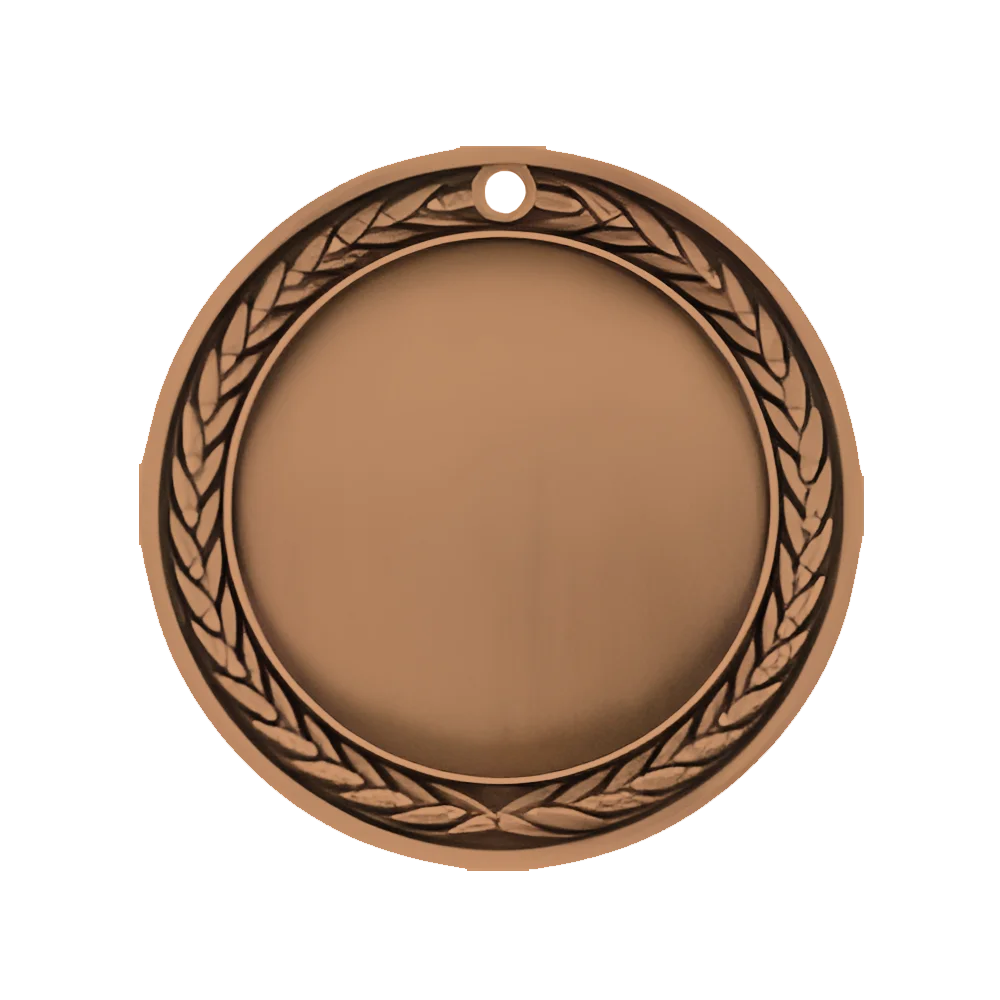 Elegant Bronze Laurel Wreath Medal Clipart with Blank Center Design