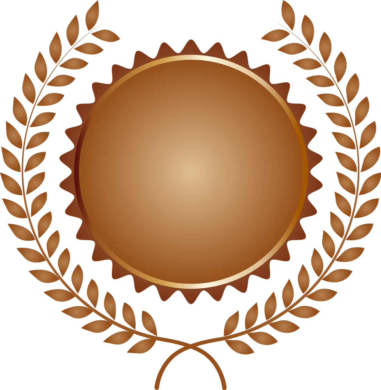 Elegant Bronze Laurel Wreath Medallion Clipart with Decorative Emblem Design