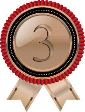 Elegant Bronze Third Place Award Medal Clipart with Decorative Ribbon Design