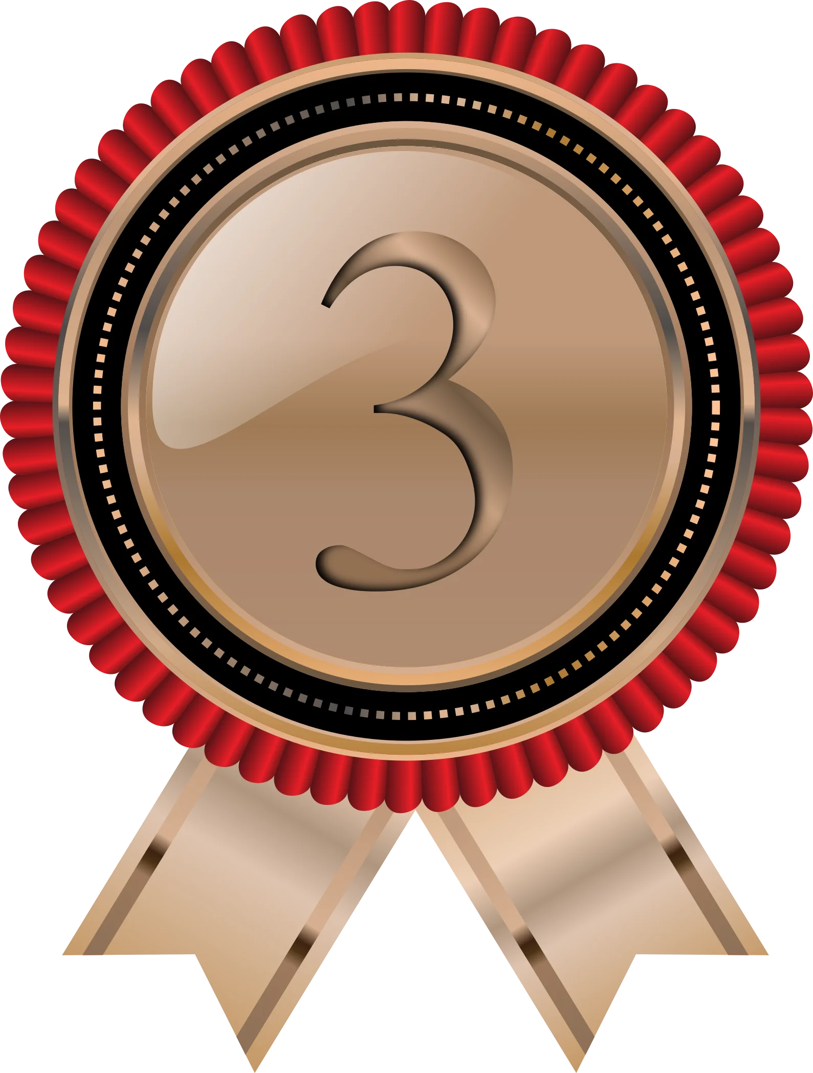 Elegant Bronze Third Place Award Medal Clipart with Decorative Ribbon Design