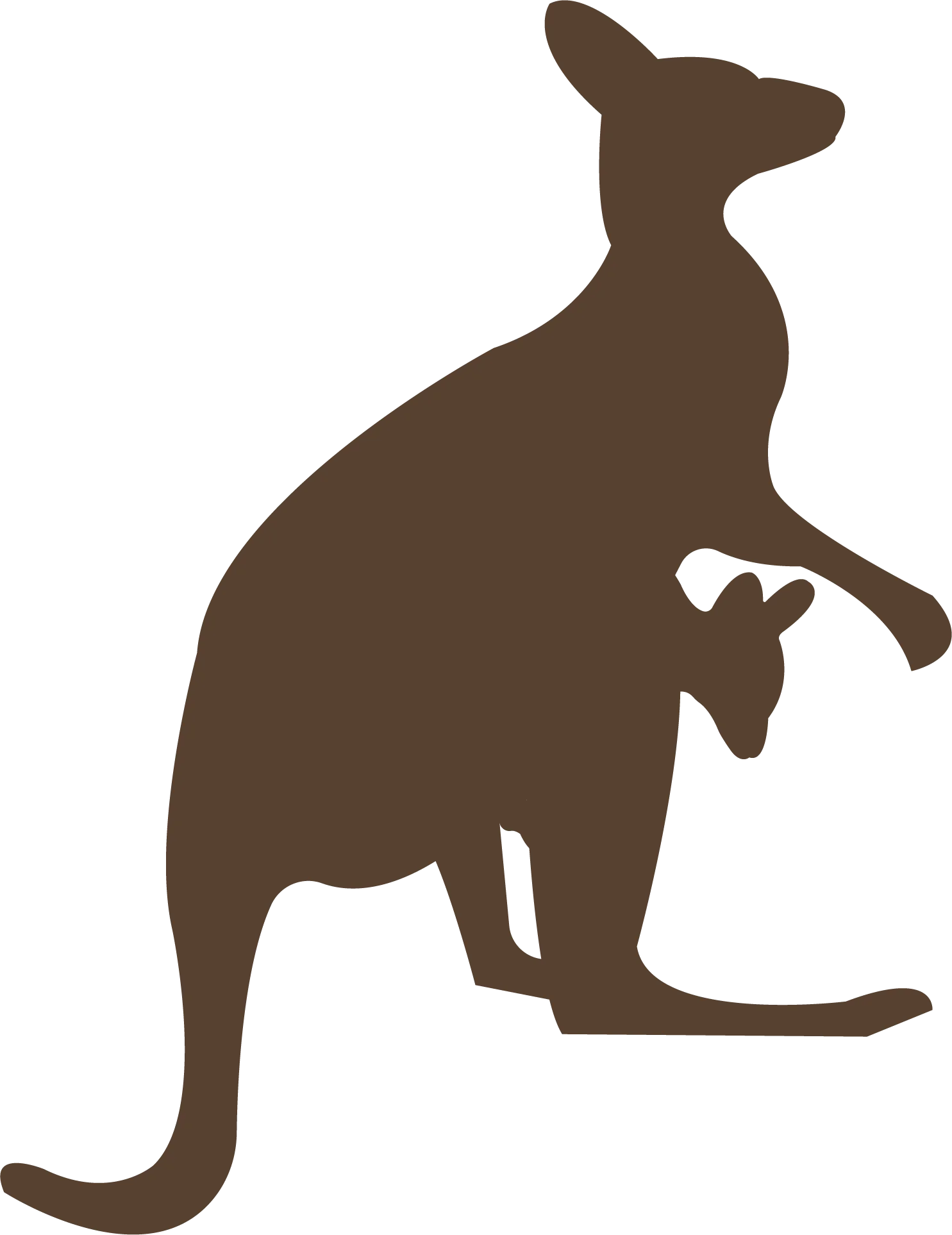 Elegant Brown Silhouette of a Kangaroo Clipart - Minimalist Australian Wildlife Design