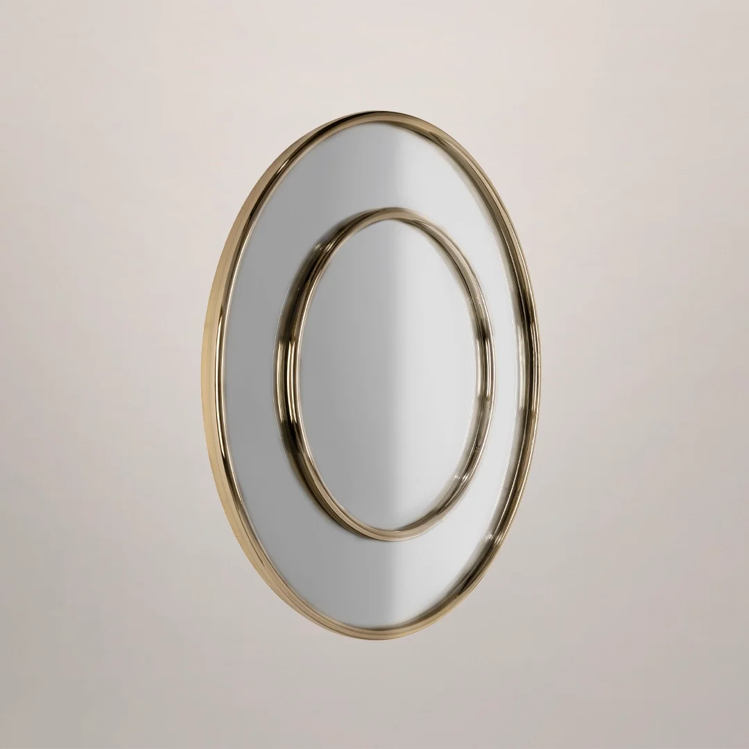 Elegant Metallic Circular Reflection Clipart with Soft Golden Rim Accent