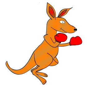 Energetic Boxing Kangaroo Clipart: Playful Marsupial in Fighting Stance