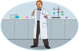 Enthusiastic Laboratory Scientist Clipart: A Colorful Scientific Research Scene