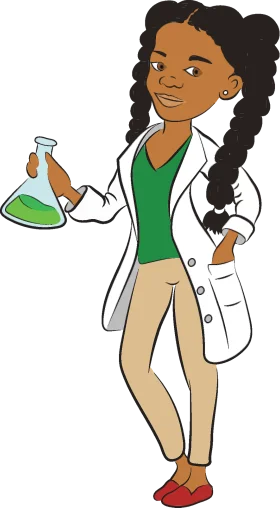 Female Scientist in Lab Coat Conducting Experimental Research Clipart Illustration