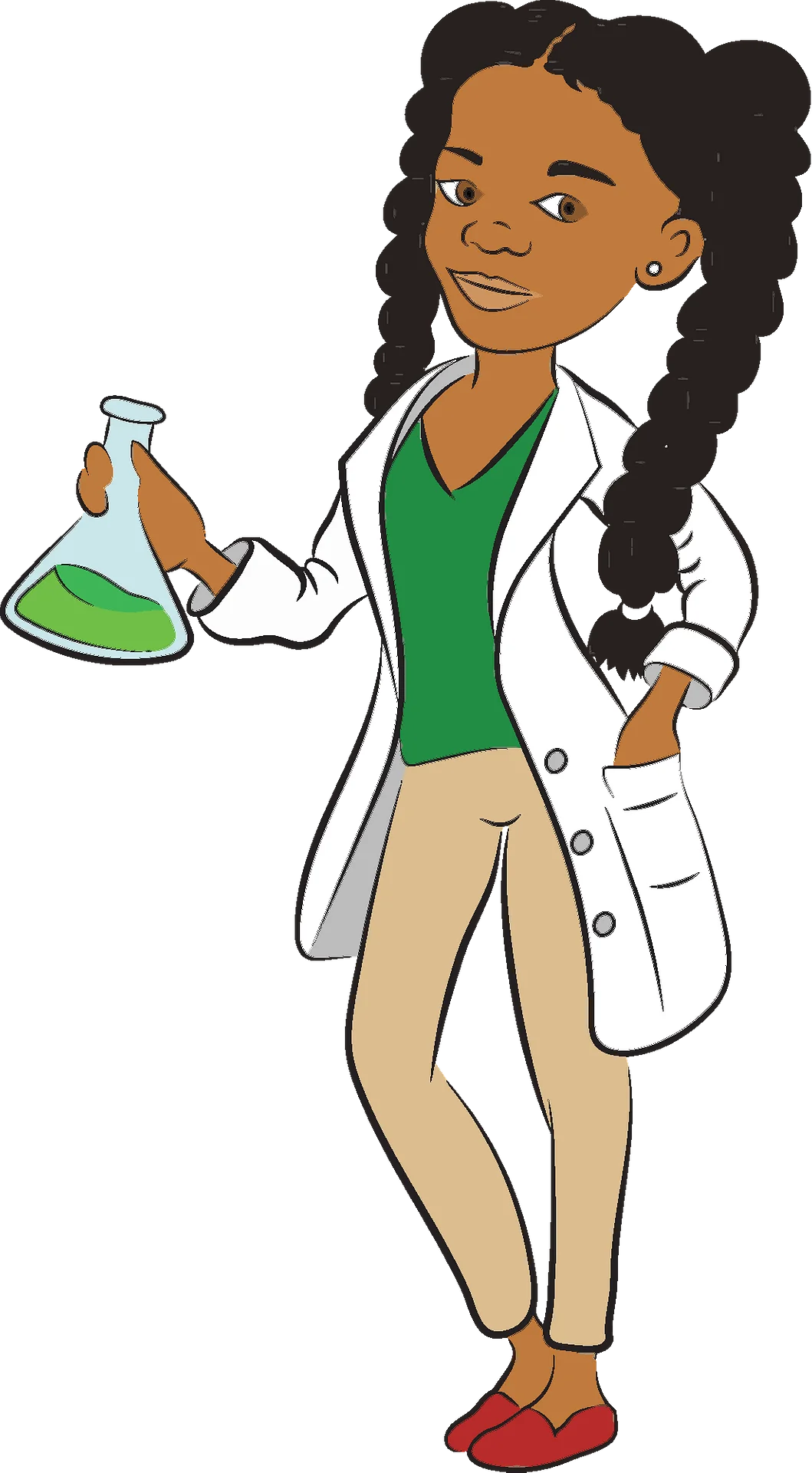 Female Scientist in Lab Coat Conducting Experimental Research Clipart Illustration