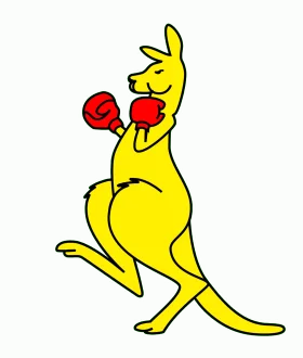 Fierce Yellow Kangaroo Boxer Clipart: Punching Marsupial Champion Ready to Fight