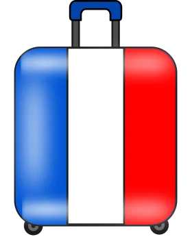 French Flag-Inspired Rolling Luggage Clipart with Patriotic Color Scheme