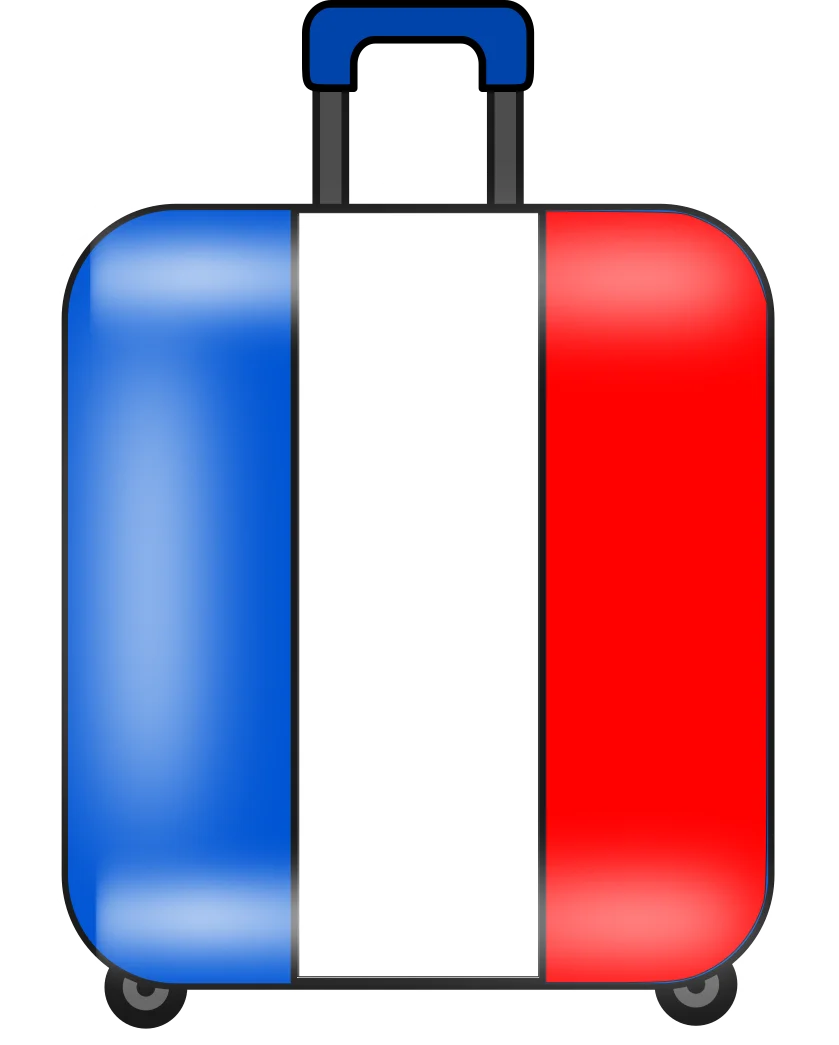 French Flag-Inspired Rolling Luggage Clipart with Patriotic Color Scheme