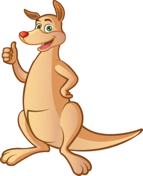 Friendly Kangaroo Cartoon Clipart: A Playful Marsupial with Thumbs Up