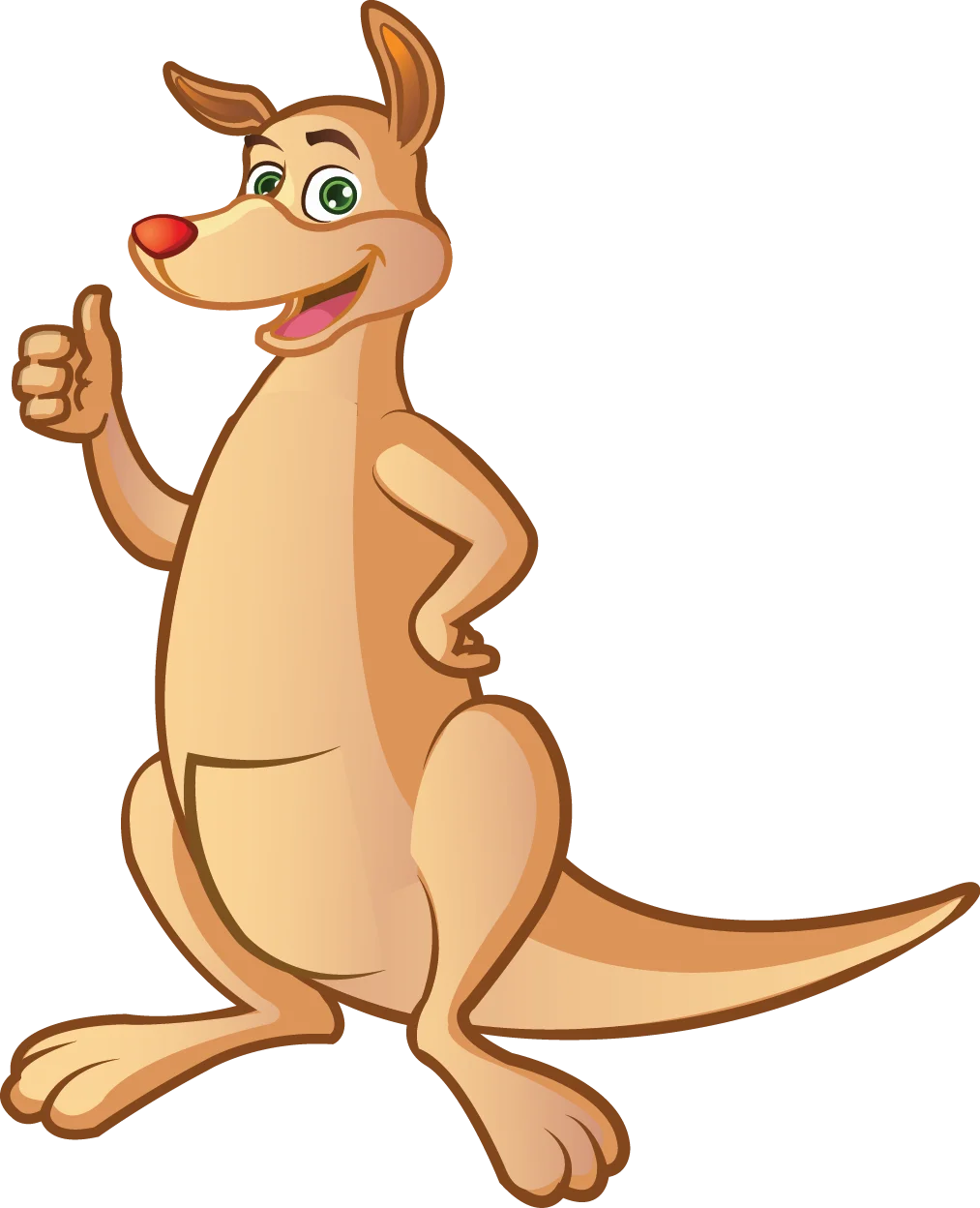 Friendly Kangaroo Cartoon Clipart: A Playful Marsupial with Thumbs Up