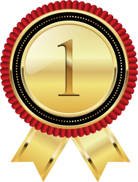Golden First Place Award Ribbon Clipart with Luxurious Red Border Design