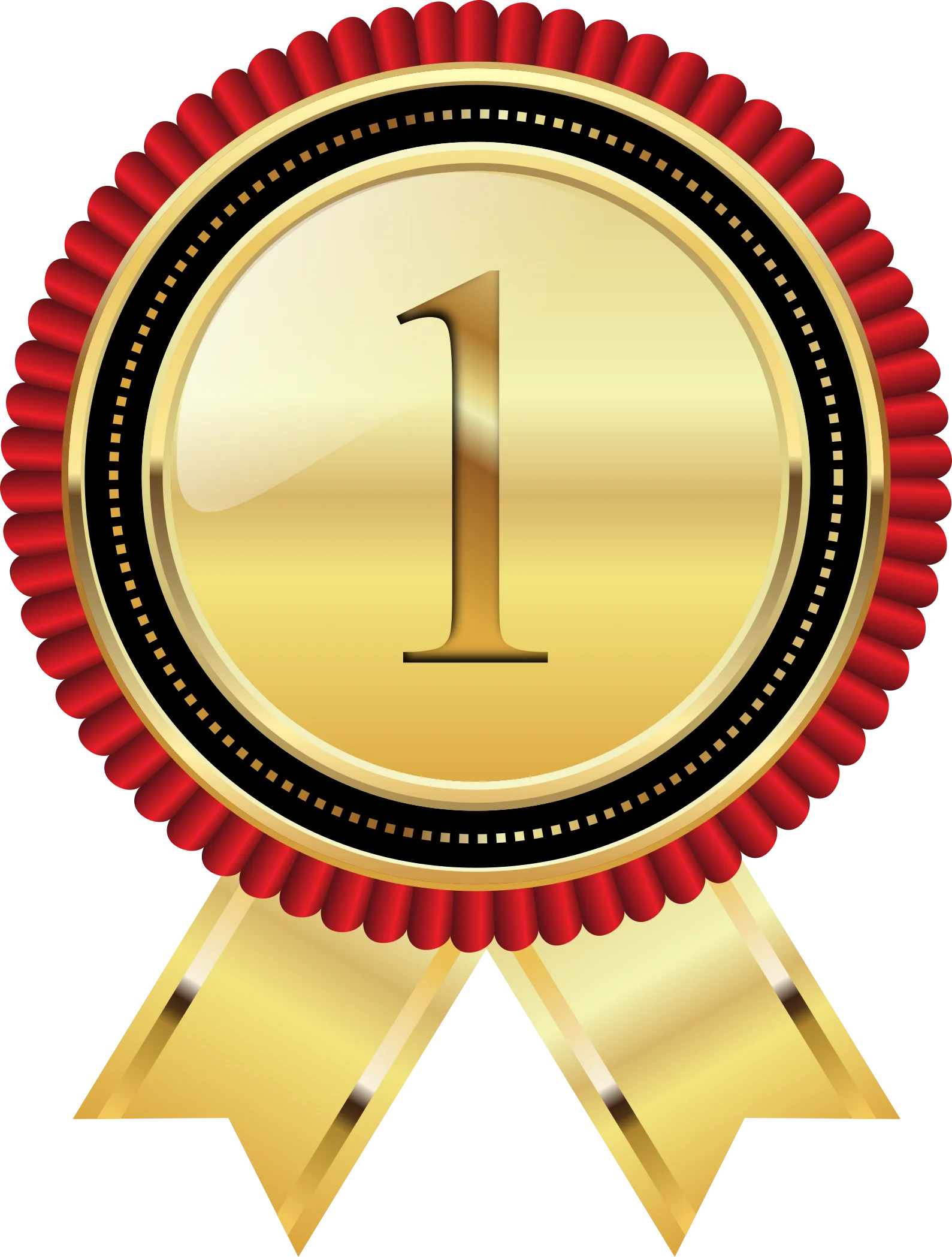 Golden First Place Award Ribbon Clipart with Luxurious Red Border Design