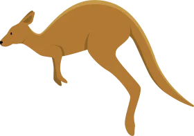 Minimalist Golden Brown Kangaroo Jumping Clipart Illustration