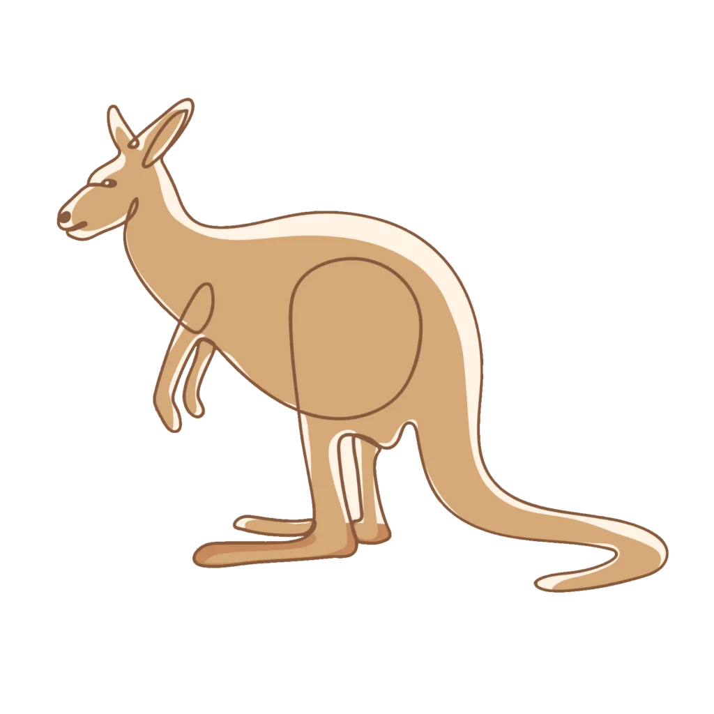 Minimalist Wooden Kangaroo Silhouette Clipart Design for Simple Graphic Projects