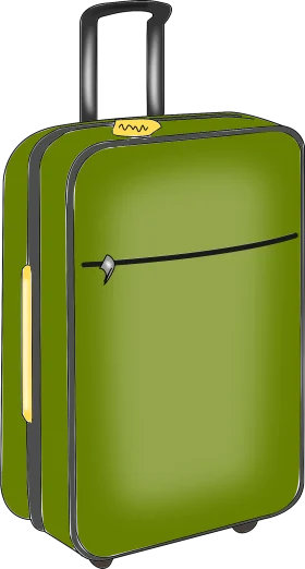 Modern Green Travel Companion Roller Suitcase Luggage Clipart Design