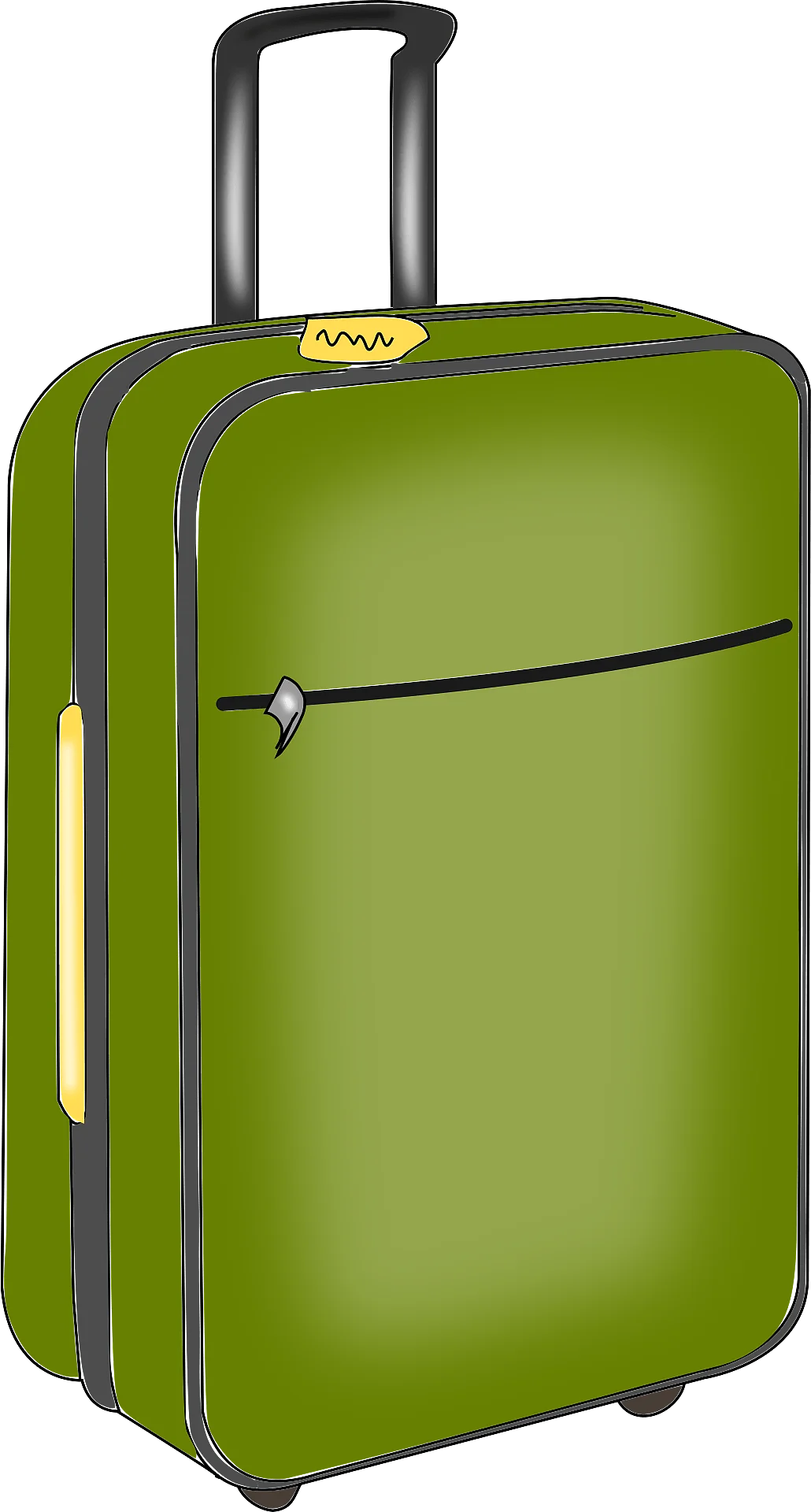 Modern Green Travel Companion Roller Suitcase Luggage Clipart Design