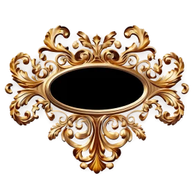 Ornate Golden Baroque Vintage Oval Decorative Frame Metallic Clipart Design