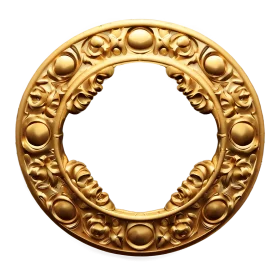 Ornate Golden Circular Filigree Metalwork Vintage Decorative Clipart Frame