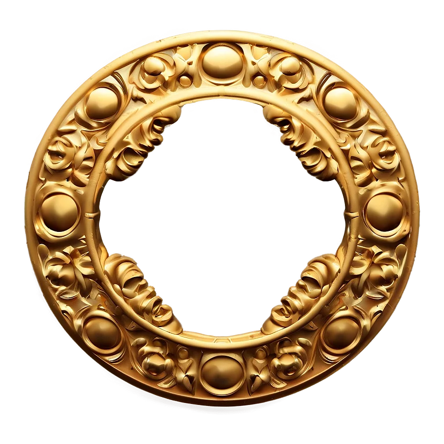 Ornate Golden Circular Filigree Metalwork Vintage Decorative Clipart Frame