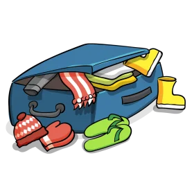 Packed and Ready: A Colorful Travel Suitcase Clipart Adventure Illustration