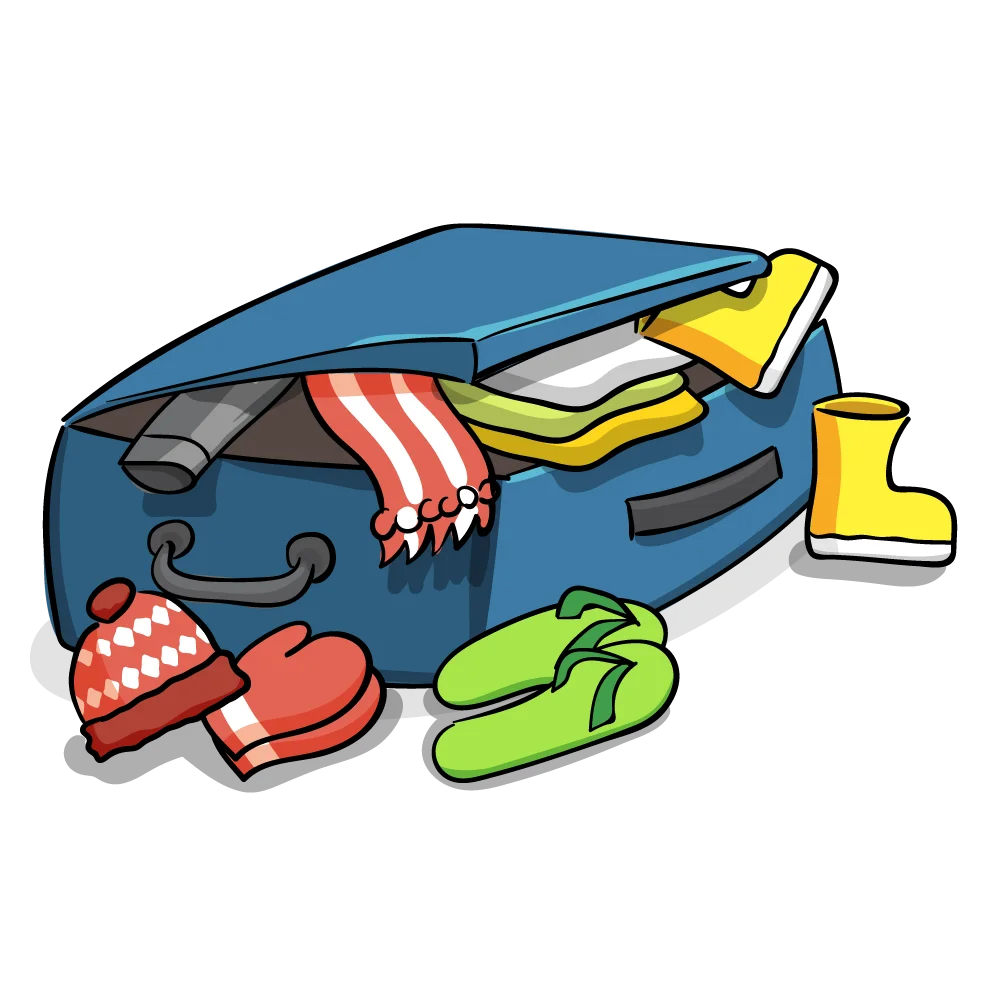 Packed and Ready: A Colorful Travel Suitcase Clipart Adventure Illustration