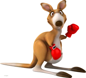Playful Kangaroo Boxer Wearing Red Gloves - Humorous Cartoon Clipart